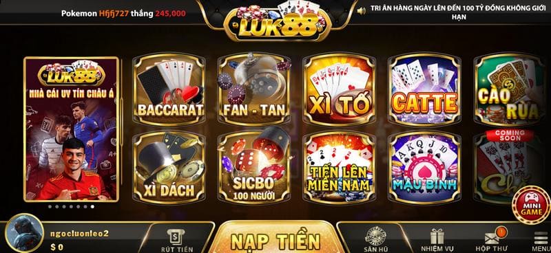 Nhiều trò casino - game bài được cung cấp với tỷ lệ ăn thưởng cao